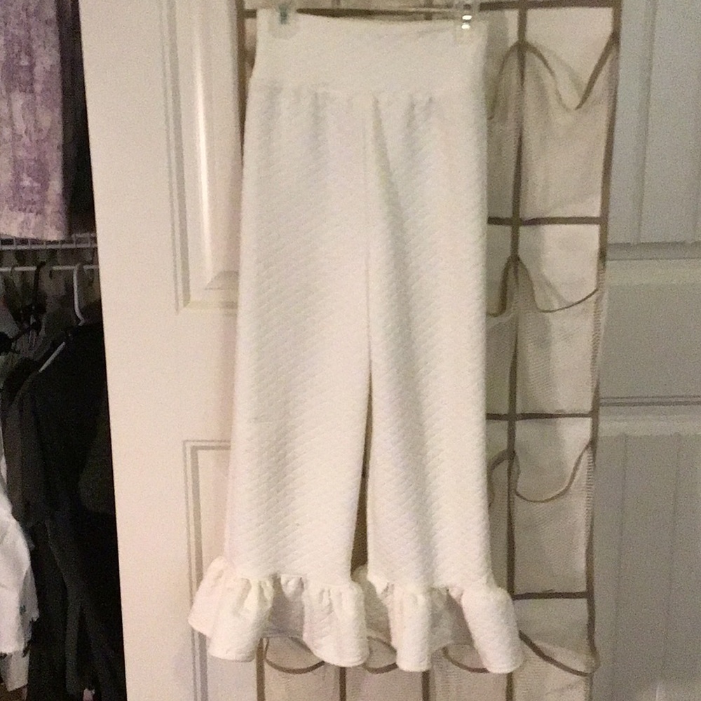 Handmade at home pants with ruffle at the bottom